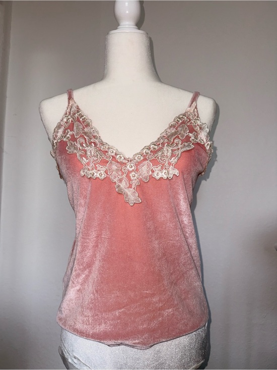 Tops - 146. Pink velvet and lace top size medium coquette